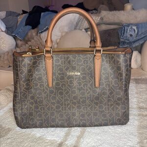 Calvin Klein Brown and Tan Signature Bag